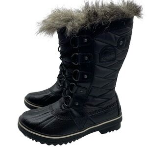 Sorel Womens Shoes Tofino Winter Boots 6 Black Tall Leather Waterproof Insulated